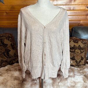 Design365 Cream Diamond Pattern Cardigan Sweater Womens 3X